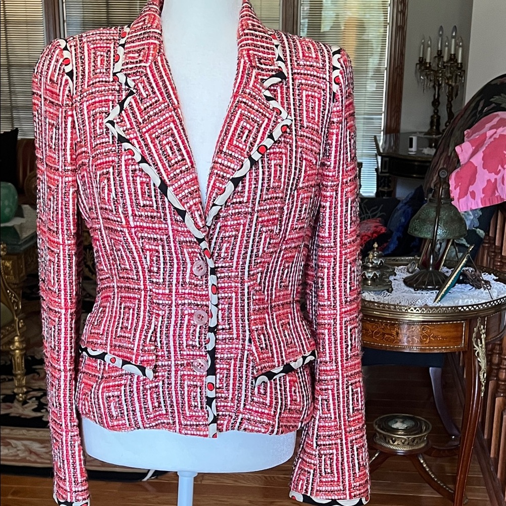 Christian Lacroix red tweet silk jacket